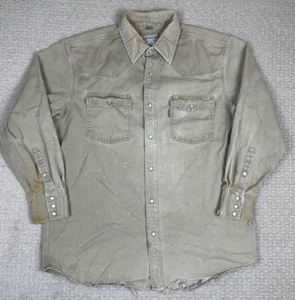 Camicia Vintage Y2K Carhartt Pearl Snap Uomo Taglia XL Tela Traforata Distressed - Foto 1 di 9