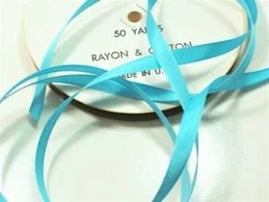 Schiff Turquoise Grosgrain Ribbon 3/8 inch wide x 10 yards Rayon Cotton B54 - Picture 1 of 5