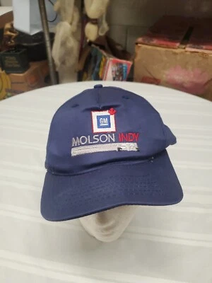 复古 90 年代通用卡车司机帽平沿帽可调节 Molson Indy 加拿大蓝色 — 第 1/4 张图片