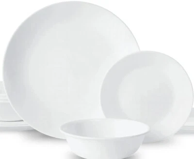 Corelle Winter Frost White 24-piece Coupe Dinnerware Set Service for 8 2day ship - Image 1 of 3