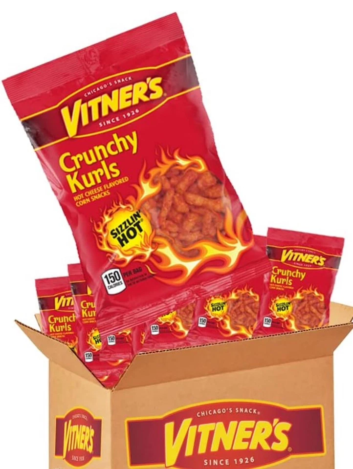 Vitner's Sizzlin Hot Cheese Crunchy Curls 1.25 Oz 10x Individual Bags - Image 1 of 2