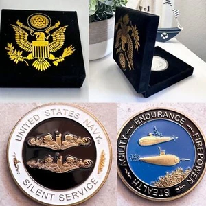 U S Navy Nuclear Submarine Warfare The Silent Service  Coin with velvet case - Picture 1 of 4