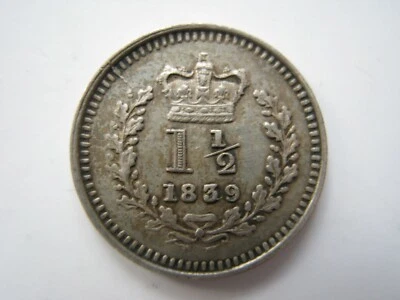 1839 Victoria silver Threehalfpence EF - Image 1 of 2