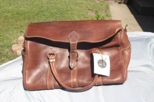 LINDEN from England Brown Leather Garment Duffle Bag Suit Bag NWT New Other - Picture 1 of 8