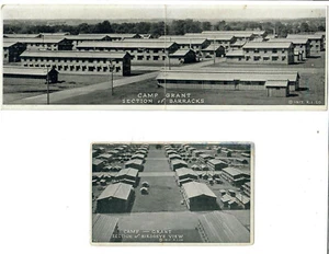 1917 Primera Guerra Mundial Camp Grant Sección de Birdseye View y Cuarteles - Rockford, Il Postales - Imagen 1 de 2