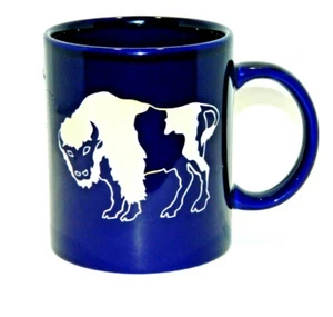 Cobalt blue carved Bisson or Buffalo Coffee Mug USA - Bild 1 von 9