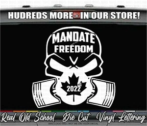 Mandate Freedom Convoy 2022 Vinyl Decal Sticker Skull Canada Flag Truckers Rig - Imagen 1 de 5
