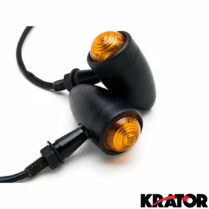 BLACK MINI BULLET TURN SIGNAL LIGHTS FOR CUSTOM BOBBER CHOPPERS CRUSIERS CAFE - Picture 1 of 6