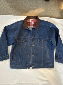 Giacca Denim Vintage Marlboro Country Store Vera Pelle Collo Uomo - XL - Pulita - Foto 1 di 8