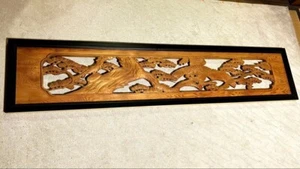 Japanisches Riegelfenster Holzschnitzerei Ranma durchbrochener Bildschirm Handarbeit - Bild 1 von 2