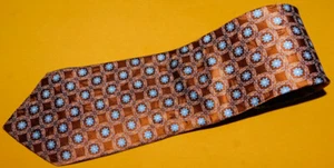 MEN'S JOSEPH LYMAN BROWN/BLUE GEOMETRIC/FLORAL DESIGN TIE - DESIGNER TIES. - Picture 1 of 3