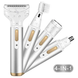 Women Electric Grooming Kit 4-in-1 Body Nose Bikini Shaver Trimmer Kit, Silver - Picture 1 of 9
