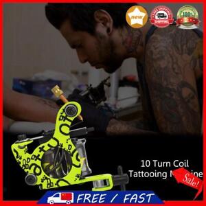 10-Wrap Coil Tattoo Machine Handmade Stable Starter Secant Equipment (Green)