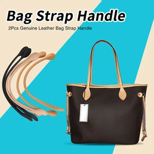 2Pcs Genuine Leather Bag Straps Handle for DIY Hand Accessories Thread Beige - Picture 1 of 17