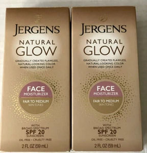 Jergens Natural Glow Face Moisturizer Fair To Med Skin Tones 2 Fl Oz SPF 20 X 2 - Picture 1 of 6