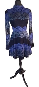 romeo & juliet couture dress Short Long Lace Sleeve Purple Blue Black Unique Med - Picture 1 of 13