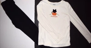 GYMBOREE HALLOWEEN SHOP LIL PUMKIN KITTY LONG SLEEVE SHIRT BLACK LEGGINGS SIZE 7 - Picture 1 of 5