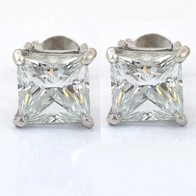 Tachuelas solitarias de diamantes talla princesa de 6 quilates RARO - Gran brillo y brillo - VIDEO Foto 1 de 4