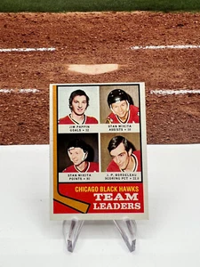 1974-75 Topps Team Leaders Jim Pappin Stan Mikita JP Bordeleau #69 - Imagen 1 de 2