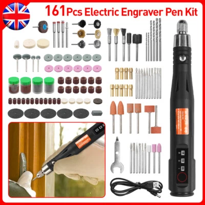 161Pcs Engraving Pen Glass Metal Ceramic Diamond Electric Micro Wood Tool Kit UK - Image 1 of 4