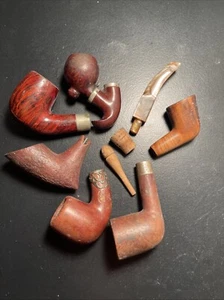 Vintage Bakelite & Sterling Tobacco Pipe Lot K&P, Claude Romain, French Briar. - Picture 1 of 24