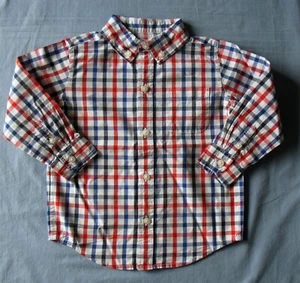 Camisa a Cuadros Janie and Jack Abotonada Roja Blanca Azul Cuadros LS Niños 18-24 M Usada en Excelente Condición - Imagen 1 de 10