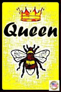 QUEEN BEE METALLSCHILD 8X12 HERGESTELLT IN USA! LUSTIGES BÜRODEKOR MAMA CHEF GARTENGESCHENK - Bild 1 von 1