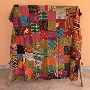 Vintage Patchwork Kantha Quilt Wende Tagesdecke Twin Baumwolle Decke - Bild 1 von 3