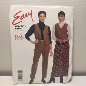 Easy Stitch 'n Save 2282 Size 16-22 Misses' Lined Vest Pants and Skirt - Picture 1 of 3