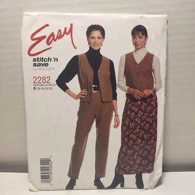 Easy Stitch 'n Save 2282 Size 16-22 Misses' Lined Vest Pants and Skirt - Image 1 of 3