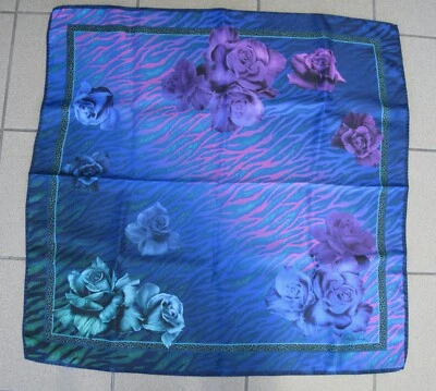 Roberto Cavalli Bufanda Seda Azul Morado Rosa Hecho Italia Nuevo  Foto 1 de 4