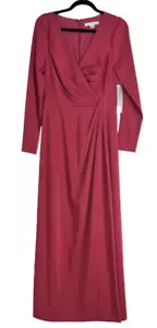 Neu mit Etikett Kay Unger Damengröße 6 festliches Kleid Maxikleid Überwurfsausschnitt pink - Bild 1 von 8