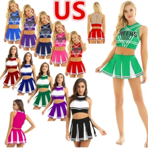 Women Sexy Cheerleading Cosplay Costume Set Cheer Leader Crop Top with Skirt - Picture 1 of 128