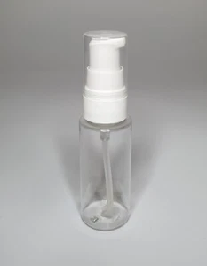 30ml PET Plastic Clear Cylindrical Bottles With White Serum Pump ANY AMOUNT - Picture 1 of 2