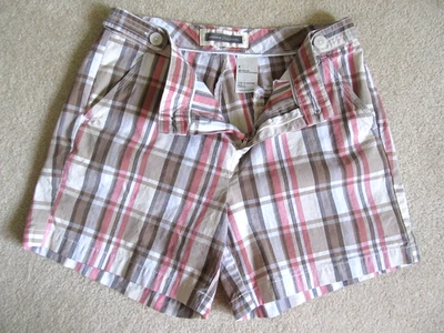Woman's Dockers Collection  Pink Brown Cream & White Plaid Shorts Size 8 - Image 1 of 4