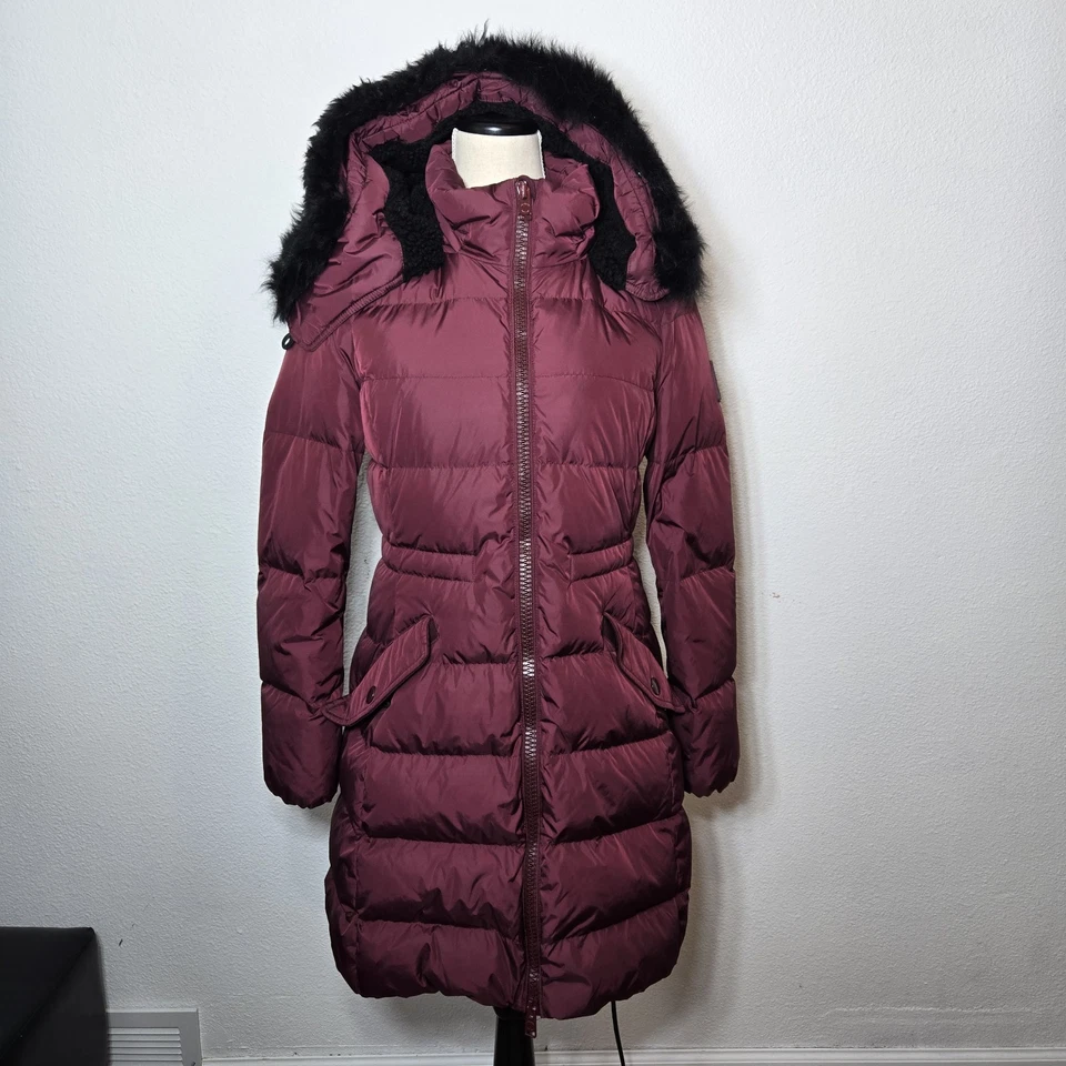 Coach Authentic Dark Red Maroon Long Parka Down + Shearling Jacket Coat Size M - Image 1 of 4