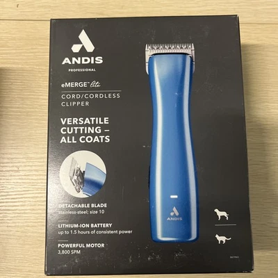 -BRAND NEW- Andis eMerge Lite Cordless Detachable Blade Clippers Light Blue