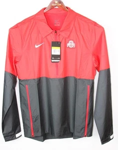 Nike Mens Jacket S Ohio State Buckeyes Lightweight Zip Windbreaker Red Black NEW - Picture 1 of 7