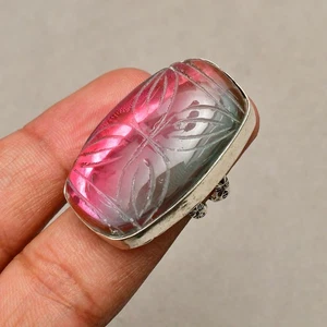 Carved Onyx Gemstone Handmade 925 Sterling Silver Jewelry Ring Size 4 - Picture 1 of 8