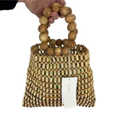 L*Space Riley Bolsa con asa de cuentas de madera en antelope valley colorway NUEVO ombre playa Foto 1 de 4