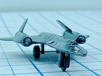US Air Force Die Cast Sleath Jet Plane Toy Blackbird Black Silver 4" 1:72 Scale - Image 1 of 4