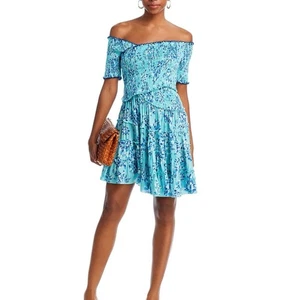 Poupette St Barth Soledad Floral Print Smocked Mini Dress XS - Picture 1 of 8