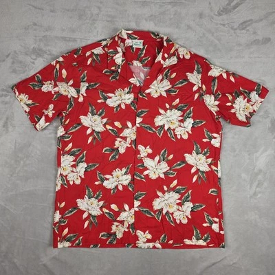 Camisa Hawaiana Moda Jade Para Hombre Talla XL Algodón Luau Tiki Floral Hibisco Rojo Foto 1 de 4