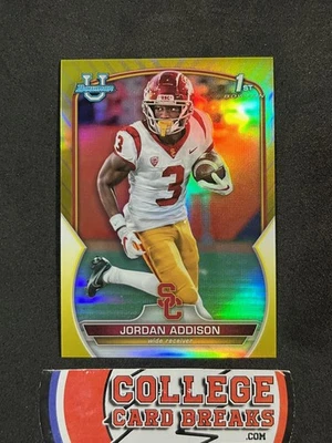 2022 USC JORDAN ADDISON 1ST YELLOW REFRACTOR BOWMAN U UNIVERSITY CHROME RC #36 - Image 1 of 2