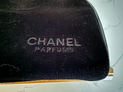 Beautiful Designer CHANEL Parfums Black Velvet Cosmetic Makeup Bag 8.5”x5”x 3.5” - Image 1 of 4