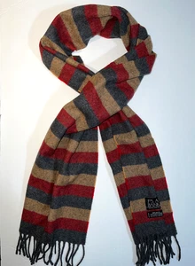 Jos A Bank 99% Wolle 1% andere Fasern Schal grau braun rot Fransen Made in Italy - Bild 1 von 4