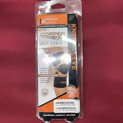 Copper Fit Size Medium Pro Series Knee Sleeve with Kinesiology Bands New  - Image 1 of 4