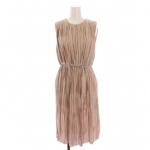 Gucci abito pezzo unico plissettato seta senza maniche 36 rosa beige 404467 DK usato