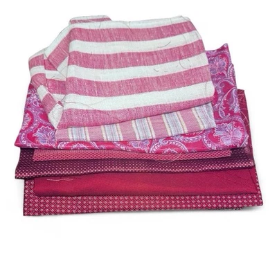 8pc Bundle Lot Red Pastel 100% Italian Silk Fabric Remnant Sewing DIY - Image 1 of 4