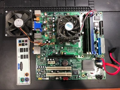 HP Motherboard MC61PM-HM 1.0B 5189-0929 + CPU, RAM, IO Shield, Fan, Cables USED - Image 1 of 4
